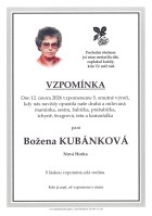 Vzpomínka Kubánková Božena