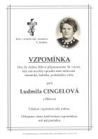 Vzpomínka Cingelová Ludmila